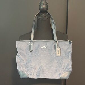 Coach Light Blue Signature Tote